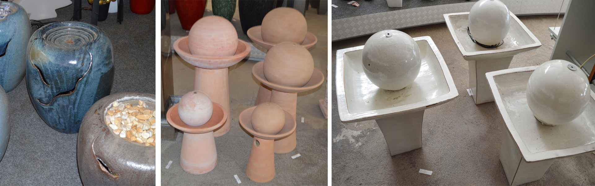 Keramikbrunnen -Terracottabrunnen in verschiedenen Größen und Ausführungen mit Pumpen und Zubehör. Für indoor/outdoor geeignet.