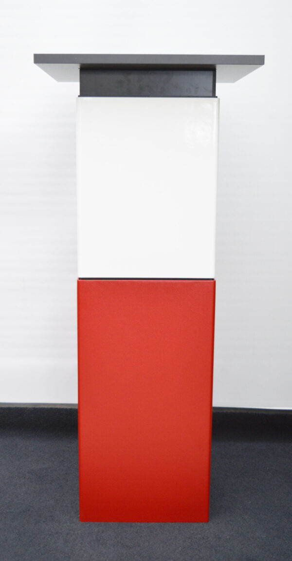 MM Box Säulen Element rot struktur und weiß hochlanz mit Abdeckplatte anthrazit